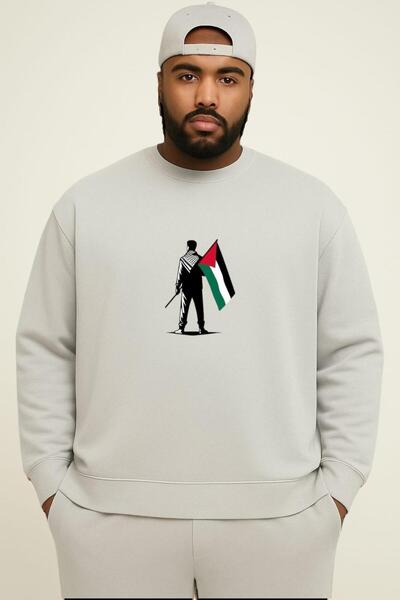 BENROMA Φούτερ μεγάλου μεγέθους unisex με 3 νήματα χτενισμένο βαμβάκι με παλαιωμένο στάμπα Παλαιωμένο βαμβάκι