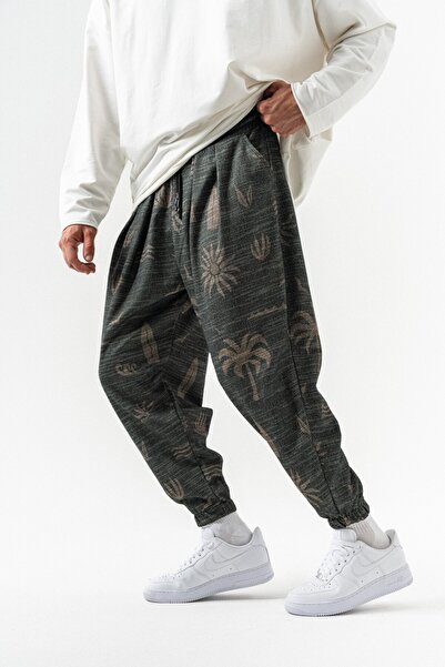 go gang own Palm Bel ve Paça Lastikli Pileli Şalvar