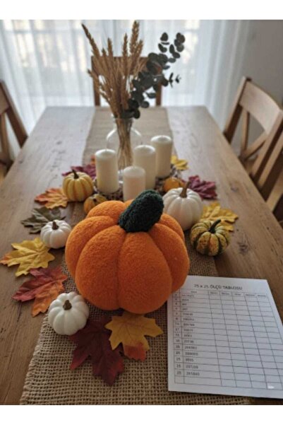 oiphome Peluş Kumaş Dekoratif Balkabağı Süsü - Sonbahar Konsepti - 25en boy 18.