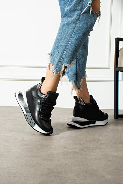 Modanizm Chic Siyah Gizli Topuklu Spor Ayakkabı