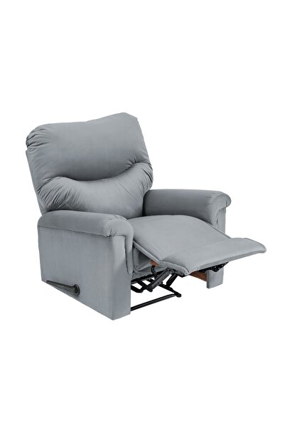 In House Velvet Rocking & Rotating Recliner Chair - Grey - NZ110