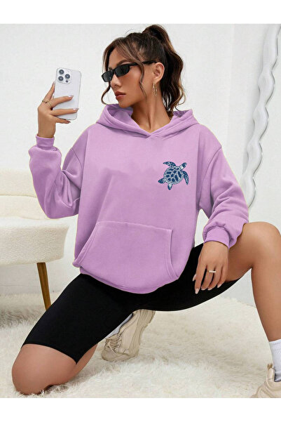 uyguntarz Unisex the Ocean Is Calling Printed Design Oversize Sweatshirt