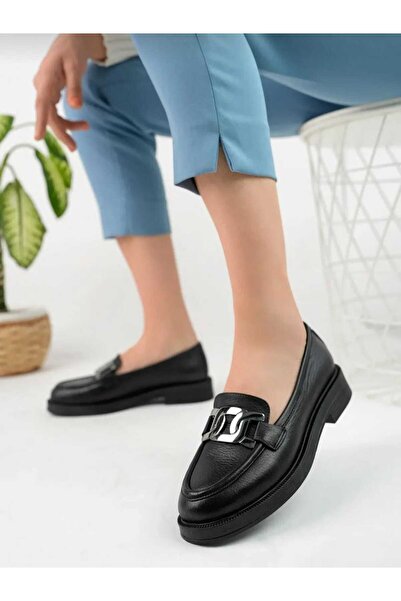 İDOL SHOES HAKİKİ DERİ KADIN TOKALI LOAFER AYAKKABI