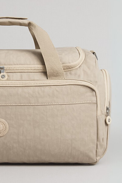 Catwins Μπεζ Unisex Τσάντα Αθλητικής & Ταξιδιωτικής Τσάντας με μακρύ λουράκι από ύφασμα Crinkle