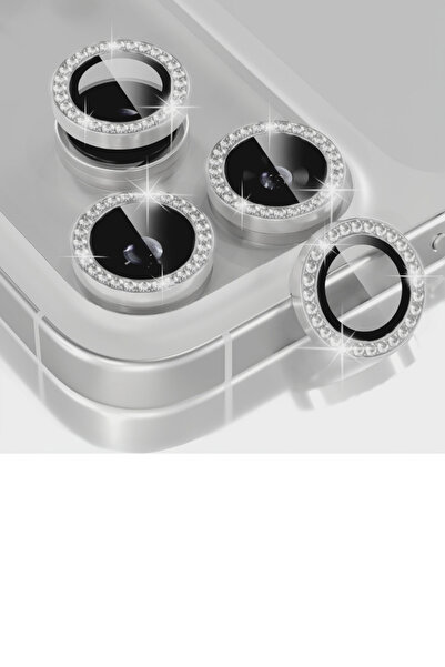 Evax (Taşlı) iPhone 17 Pro Max / 17 Pro Uyumlu Taşlı Çerçeveli Cam Kamera Len...