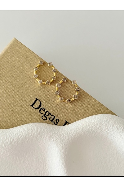 mibrillo Halka geometrik taşlı küpe (Kızılcık Şerbeti Doğa Küpesi )