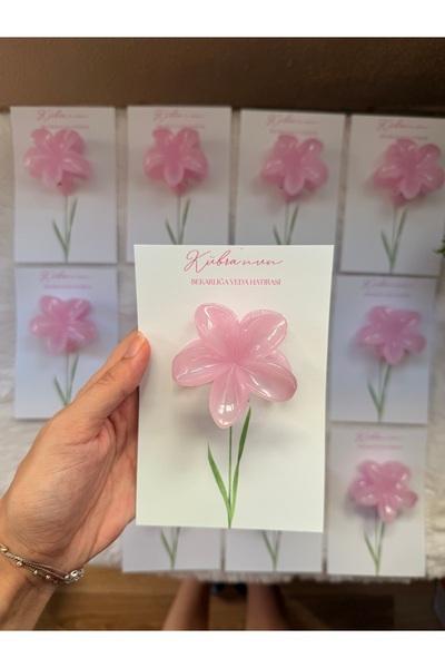SOFT 10 adet söz nişan doğum kına bride hediyelik pembe lotus toka (GÜNCELLENDİ 8 cm)