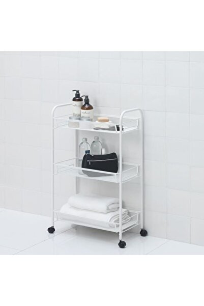 TEZPAZAR Servis Arabası 26x48x77 cm Çelik A Kalite Tekerlekli Beyaz I.k:e.a