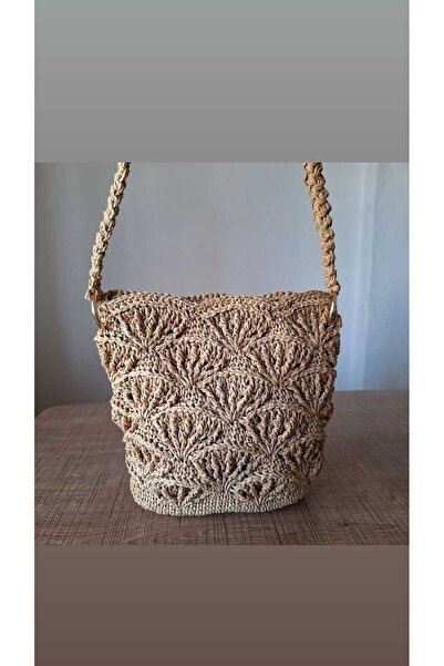 TUAN AKSESUAR El Örgüsü Midye Model Fermuarlı Hasır Askılı Çapraz El, Omuz ve...