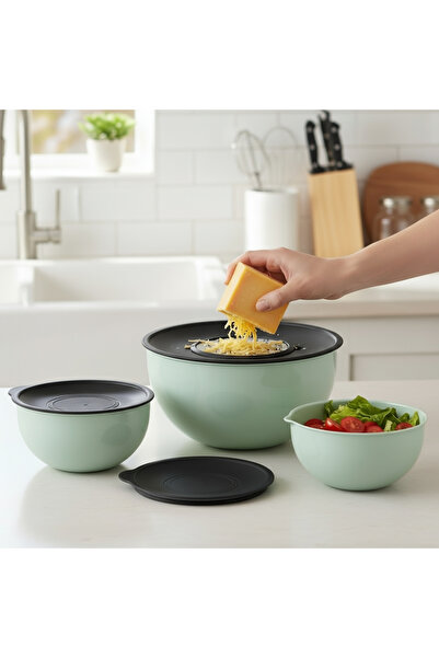 Fesya Home MULTISET 8 Parça Çok Amaçlı Kapaklı Rende Seti YEŞİL – Mutfak Hazırlık ve Saklama Kabı