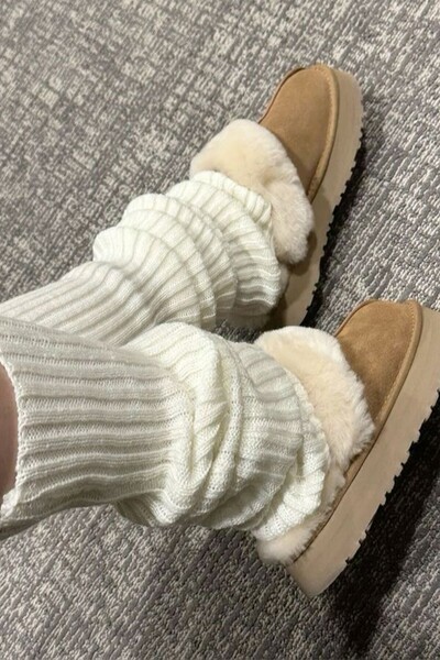 BAHELS Ecru 100% Acrylic Top Quality Knitwear Knitted Socks Leggings