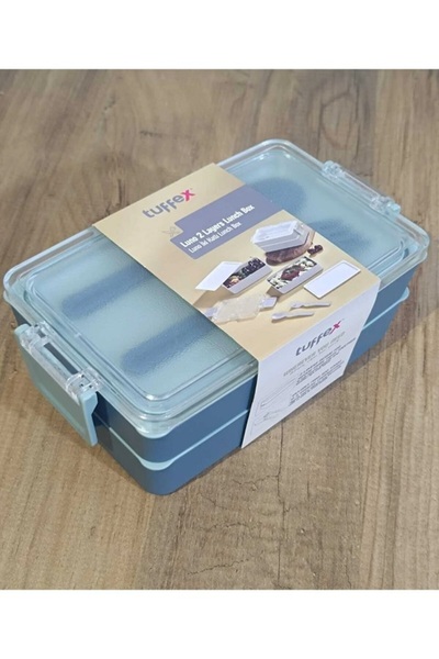 Tasarım Evi Luno Quality 2-Tier Lunch Box & Lunch Box Food Carrier with Fork and Spoon 600ml