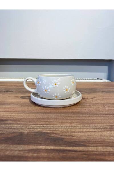 ColorCraft Ceramic Handmade Cup Set of 2 with Daisy Pattern