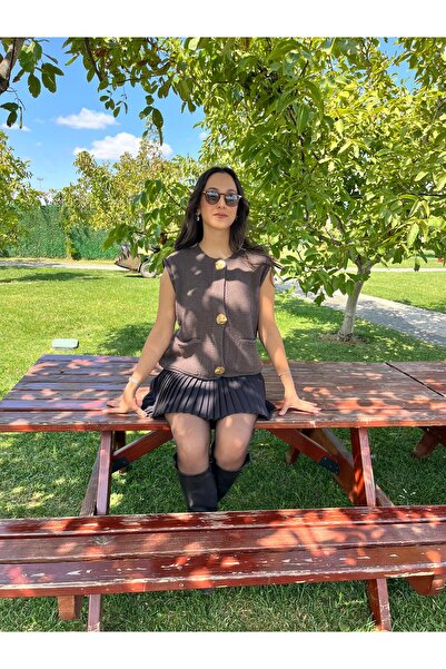 VAZIRADK سترة تريكو بأزرار كبيرة