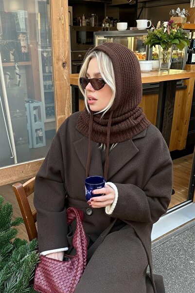 BAHELS Гіркий кави трикотаж в'язаний балаклава шапка