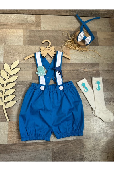 Feriatolye Sea Creatures Concept Birthday Blue Salopet