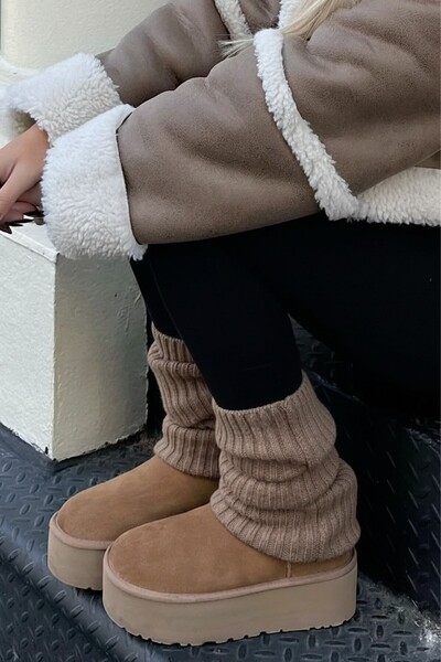 BAHELS Brown 100% Acrylic Top Quality Knitwear Knitted Socks Leggings