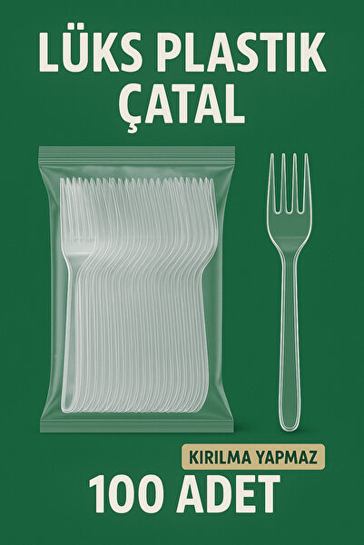 MERİP PLASTİK LÜKS PLASTİK ÇATAL- SERT PLASTİK- KIRILMAZ- 100 ADET