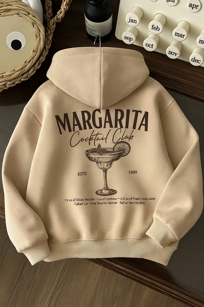 SVART WEAR Margarita Drink Oversize Cotton Casual Hoodie Printed Hooded Sweatshirt