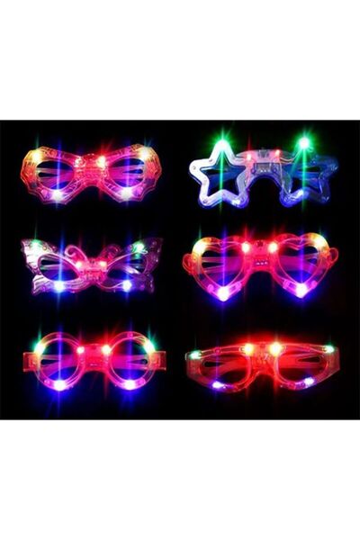 Skygo Led Işıklı Karışık 6 Model Yanar Söner Parti Gözlüğü 6 Adet