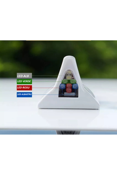 No branded Shark Tail Car Antenna, Aerodynamic, Waterproof, Solar Panel, 8 Multicolored LEDs, 15x7x6cm