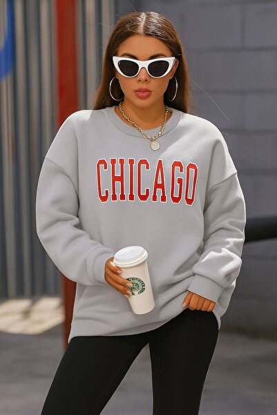 E-ROMA سترة رياضية يونيسكس مطبوعة بتصميم شيكاغو من القطن الممشط بثلاثة خيوط