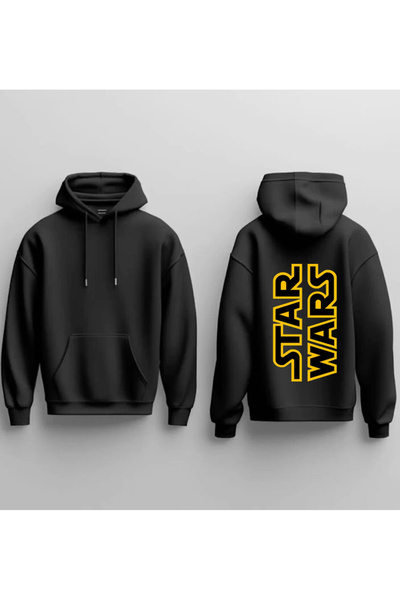 Sebesta Fashion New Season Starwars Black Djital Printed 3 Yarn Cotton Hooded...