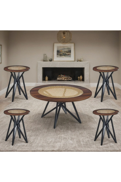 Tasamem Dafia طقم طاولات شاي خشب 5 قطع