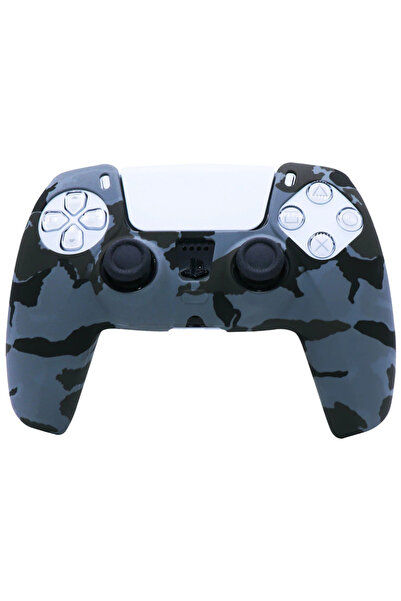 No branded Husa de Silicon Controller PS5, Protectie Completa, Model Camo Albastru/Negru, Anti-Socuri