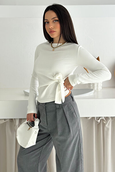 Noa Noa Women's Tie-Waist Long Sleeve Blouse – Minimal & Urban Style