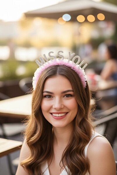 PRVT Miss You Written Crown – Stoned Pink Party Hair Accessory