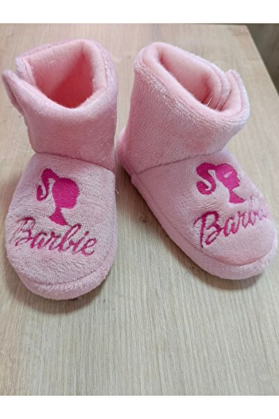 KMS HOME Kız Çocuk Pembe Panduf Barbie Figürlü Ev Patiği