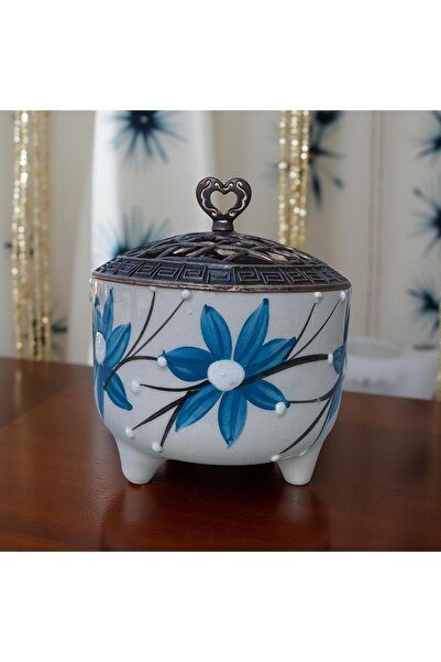 İlbay Çini Takı Mavi sivri çiçek Ayşen Şekerlik