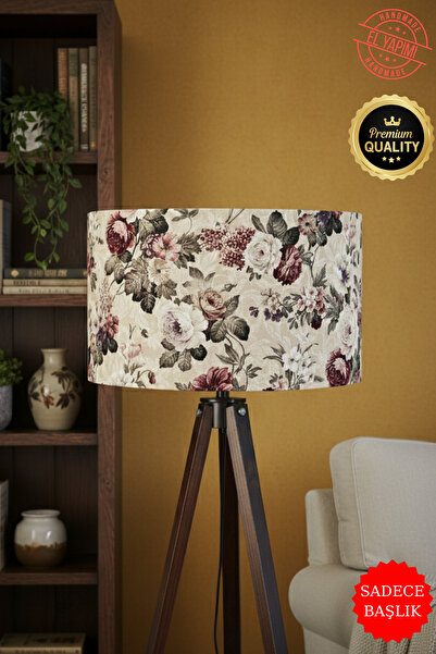 APCASADECOR Vintage Çiçekli El Yapımı Duck Kumaş Lambader Başlığı