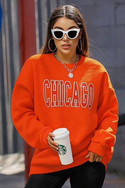 DM DOLCE MORE سترة رياضية يونيسكس مطبوعة بتصميم شيكاغو من القطن الممشط بثلاثة...