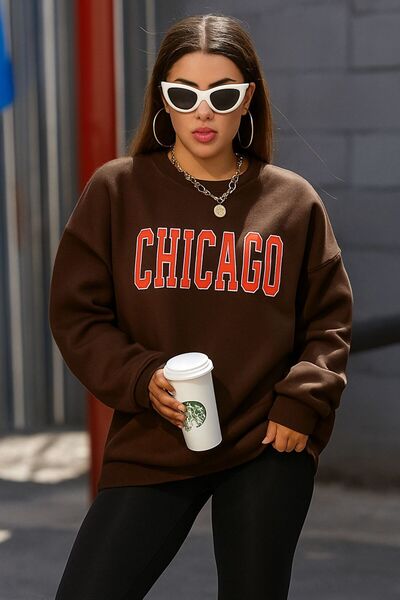 DM DOLCE MORE سترة رياضية يونيسكس مطبوعة بتصميم شيكاغو من القطن الممشط بثلاثة...