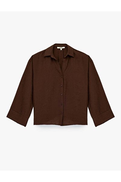 Koton Πουκάμισο με μανίκια 3/4 από ύφασμα Modal Regular Fit