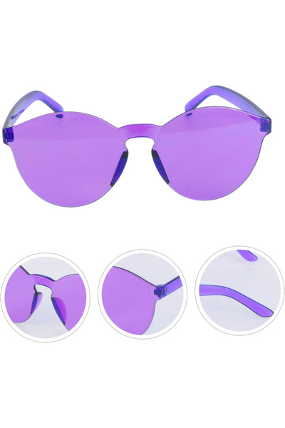Skygo Sert Mika Oval Shaped Rimless Purple Glasses Retro Party 5X14 cm