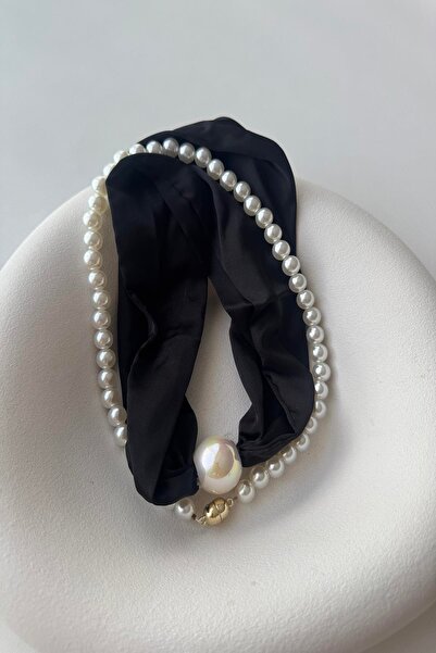 mos&more Black Pearl Magnetic Necklace Scarf