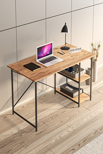 Mavera Home Çalışma Masası Ceviz Renk Bilgisayar Ve Laptop Masası Çalışma Ofi...