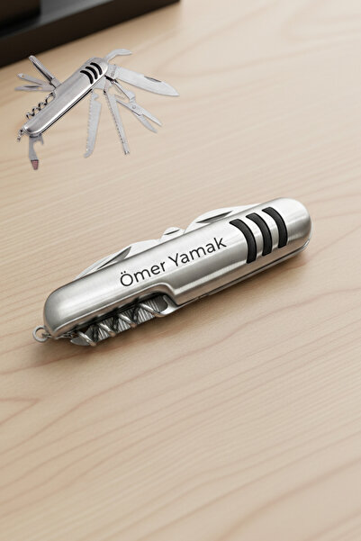 Giftino İsme Özel 11 Fonksiyonlu Paslanmaz İsviçre Çakısı Kamp Çakısı Fonksiy...