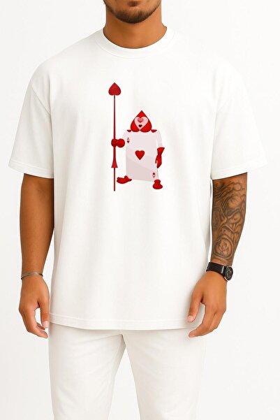 Bahriyeli Collection Oversize Alice in Wonderland Heart Card Ace Chest Design...