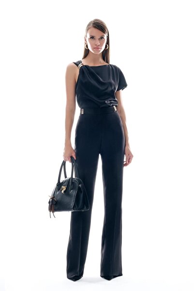 EXPLOSION Saten Gold Metal Tokalı Asimetrik Bluz