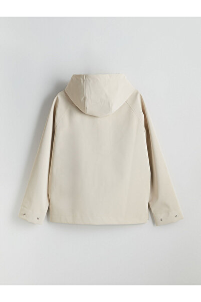 LC Waikiki Γυναικείο αδιάβροχο μεγάλου μεγέθους με κουκούλα, με δερμάτινη εμφάνιση