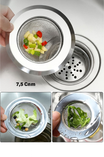 TUMU LIFE Büyük Boy Paslanmaz Çelik Lavabo Süzgeci- Evye Süzgeci 1 Adet