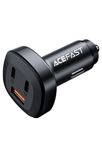 Acefast Car Charger B3 66W, 3Ports , 2USB-C & 1USB-A, Fast charging- Black