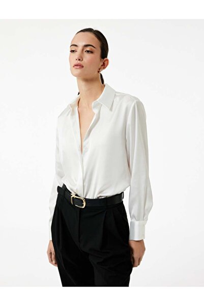 Koton Cămașă din satin cu mânecă lungă și guler clasic, cu croială normală