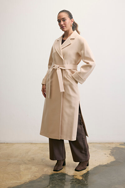 KENT Belted Double-Breasted Long Powder Coat