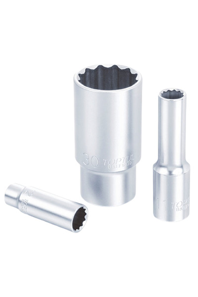 TOPTUL BAEF1623 long socket wrench, 1/2 inch square drive, bi-hexagonal profile, spanner size