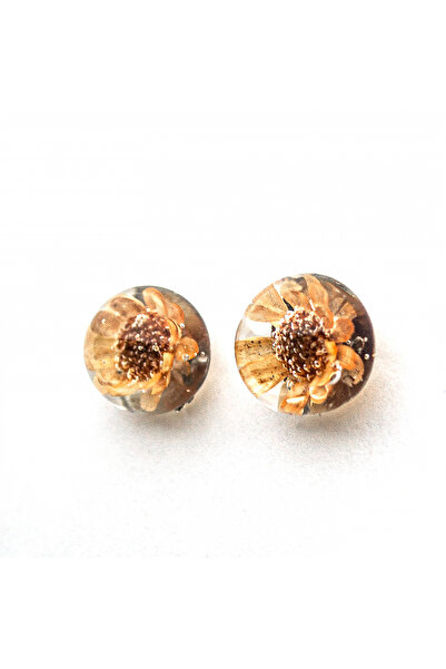 Mudrames Art Handmade resin earrings, Glixia dried flowers, 9-13 mm